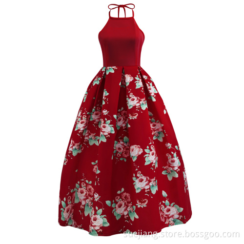 Kvinnor blommor halter en linjeklänning klänning klänning
